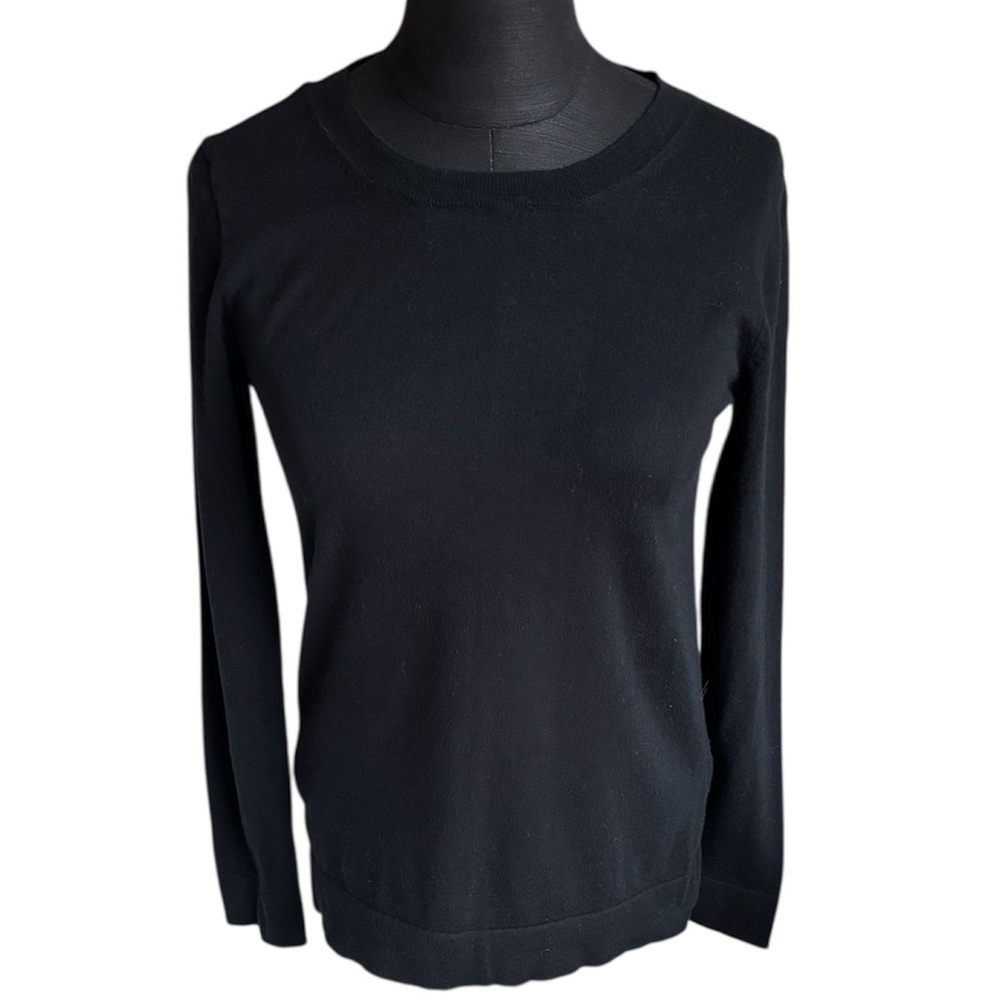 J. Crew Sweater Black Classic Top Crew Neck Basic 100% Cotton Size XS